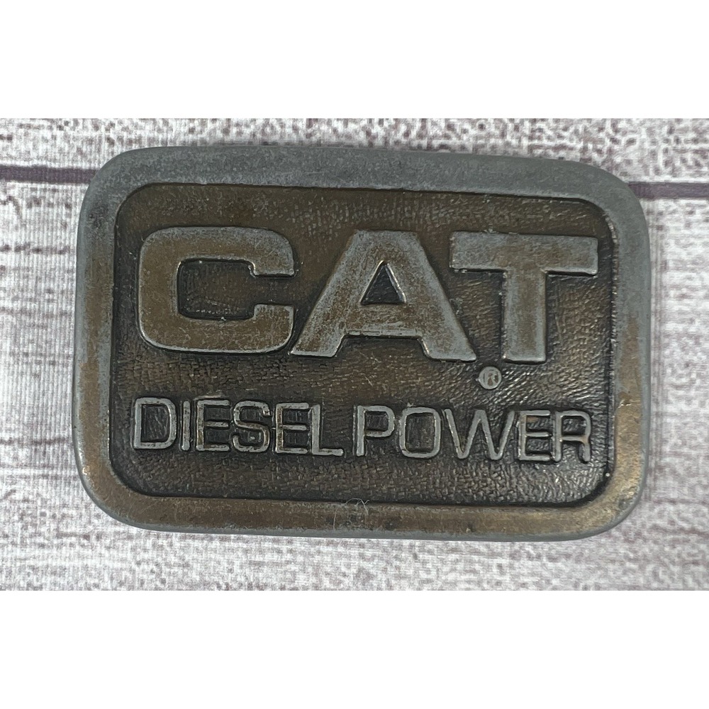 Vintage CAT Diesel Power Belt Buckle Heavy Metal Industrial Equipment